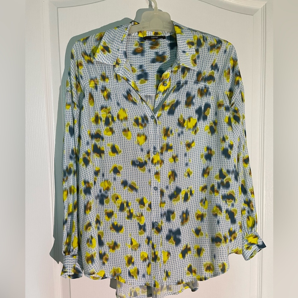 Esprit blouse blue yellow NWT